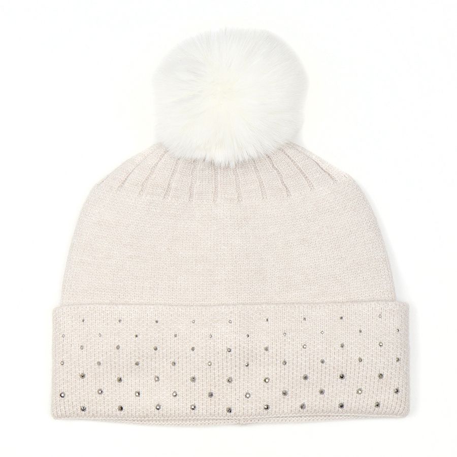 Embellished bobble hat- Oatmeal