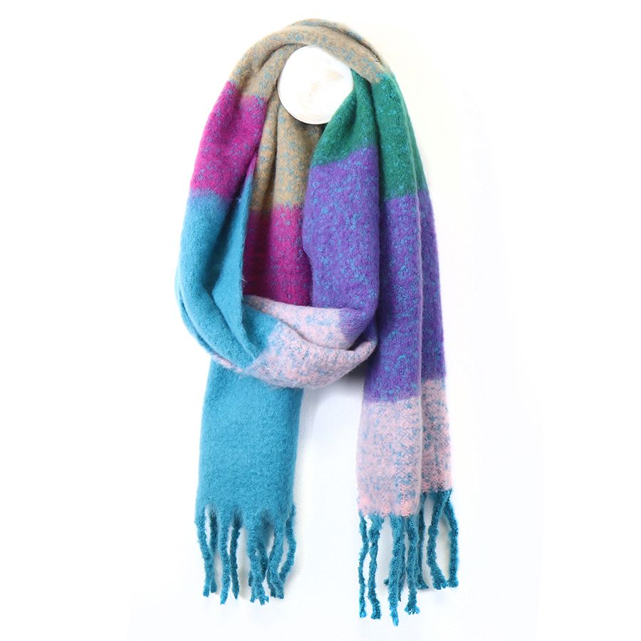 Blue and purple mix check scarf