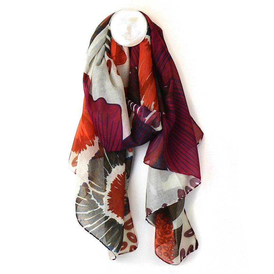 Recycled red mix poppy print scarf