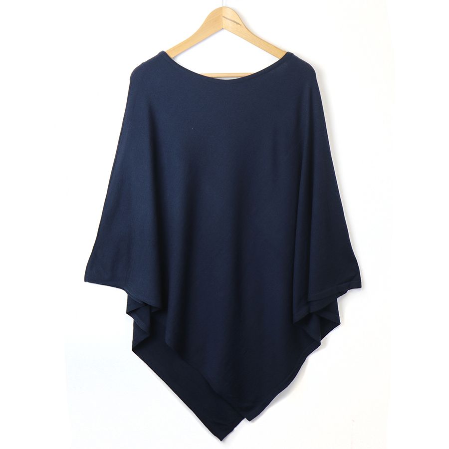 Navy Blue fine knitted Poncho