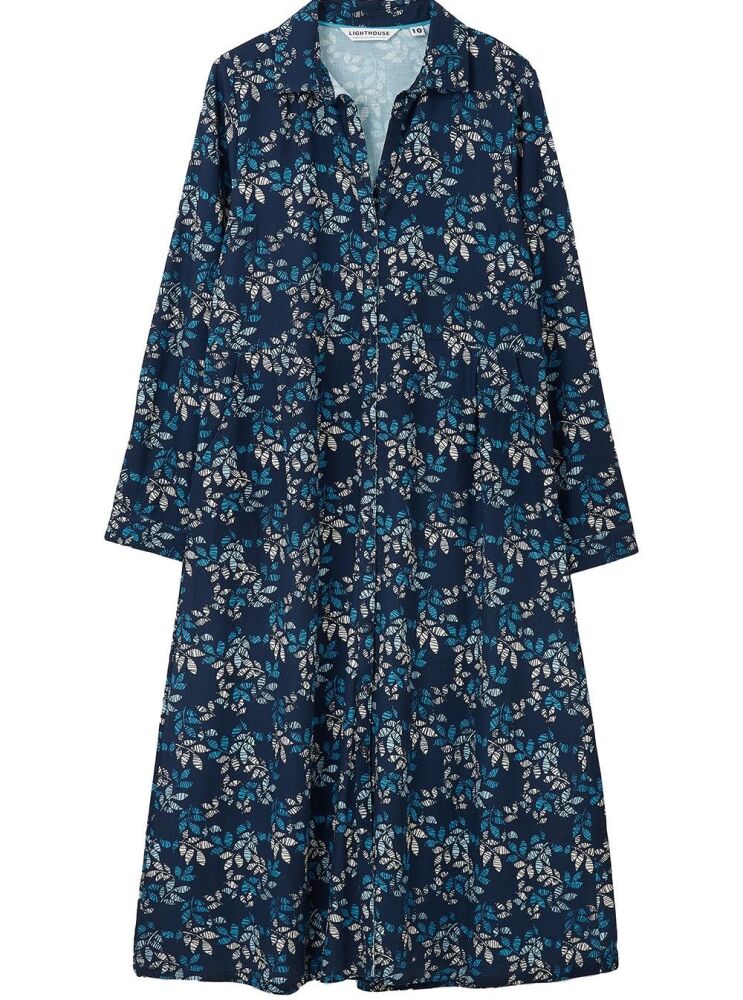 Elsie Dress - Navy Leaf- Size 8, 12, 14