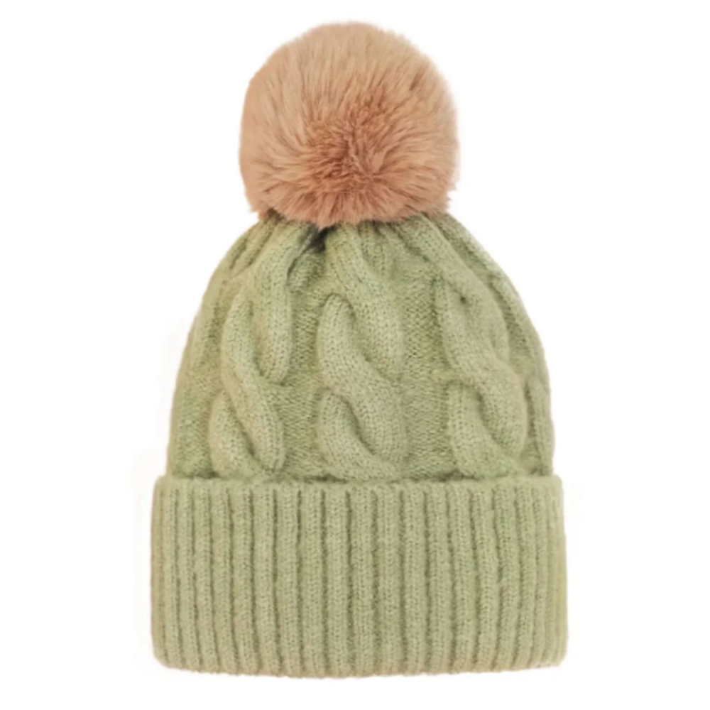 Svana Bobble Hat - Sage Green
