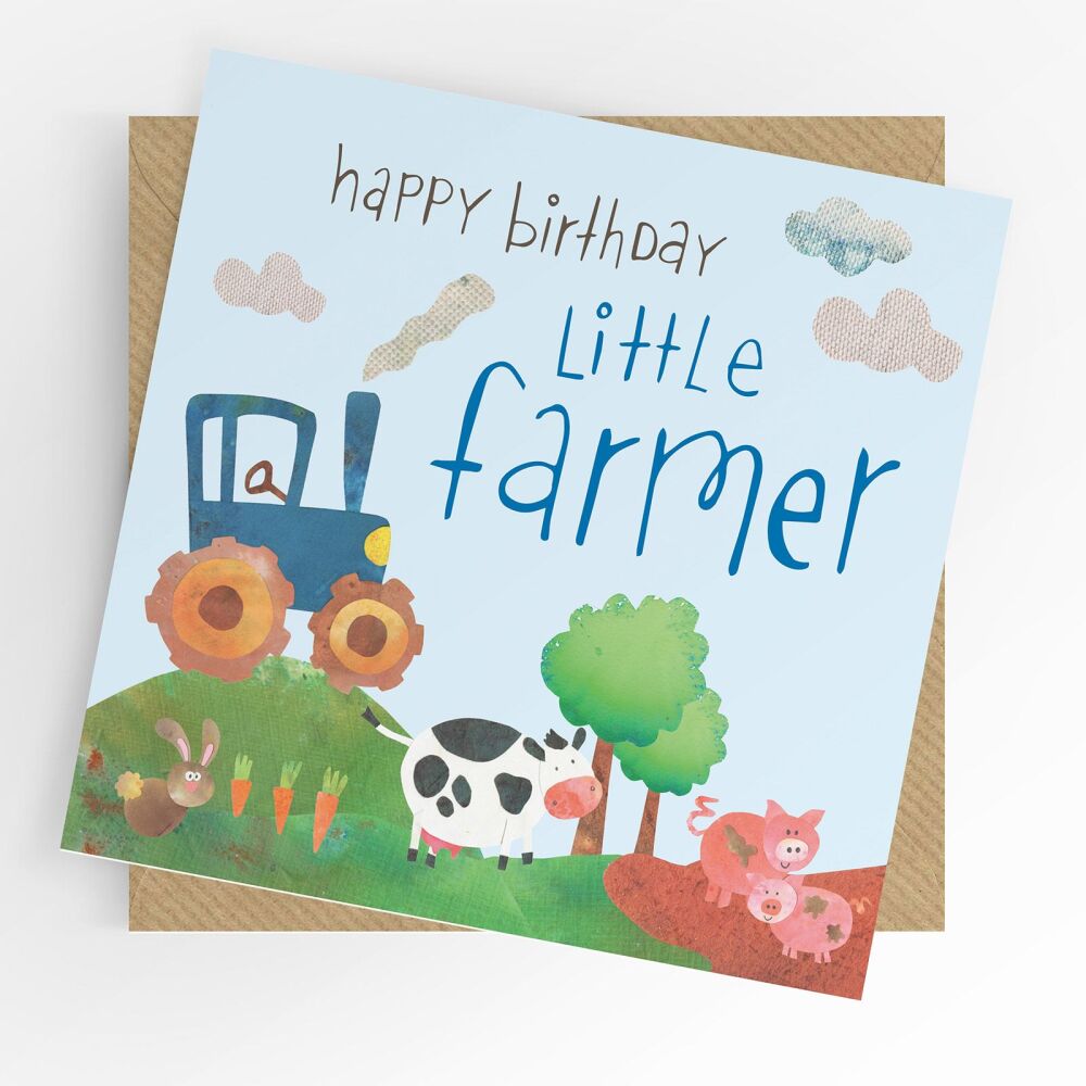 Birthday Card- Little Farmer - (Blue Tractor)