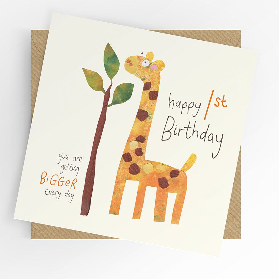 1st Birthday Card- Giraffe