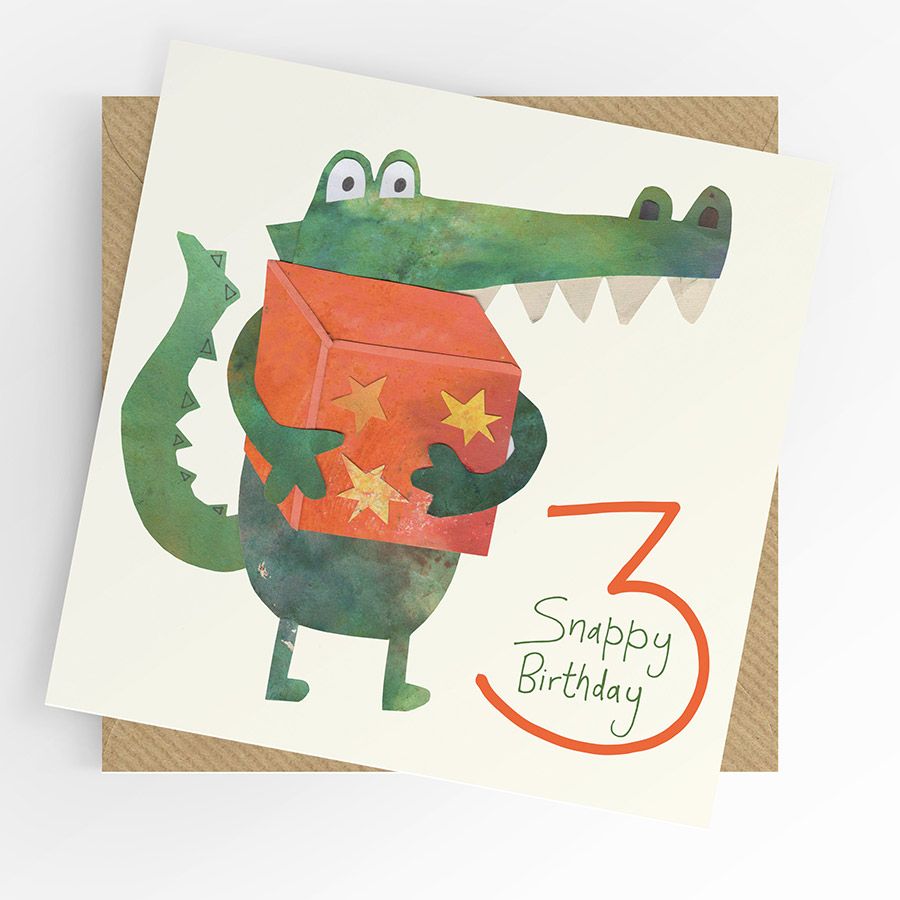 3rd Birthday Boy Card- Crocodile