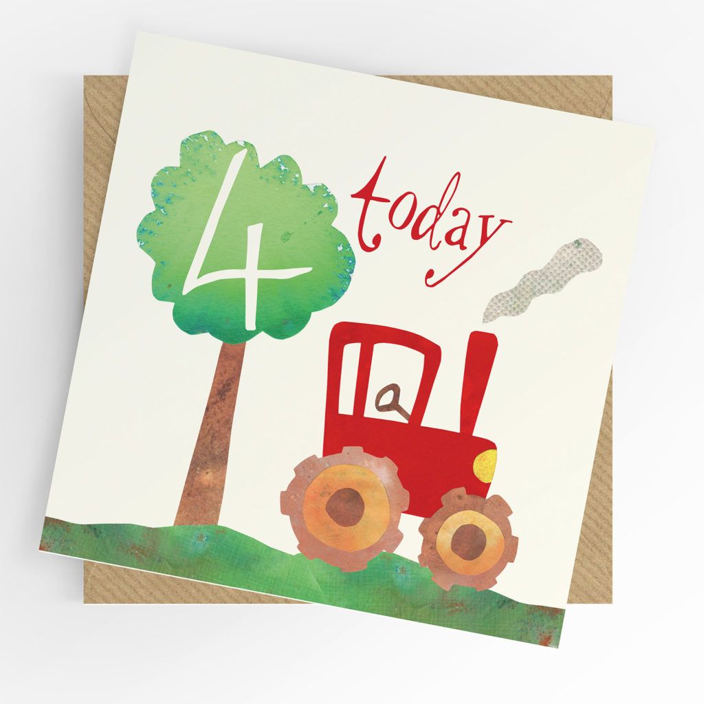4th Birthday Boy Card- Tractor