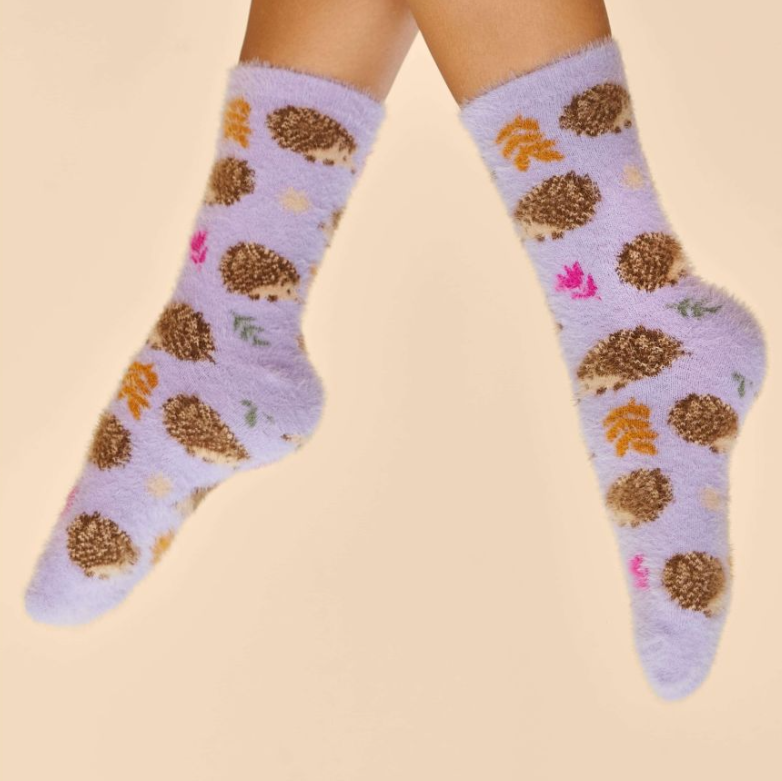 Tiny Hedgehogs Fuzzy Slipper Socks