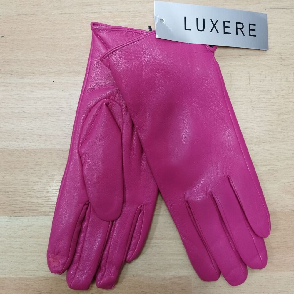 Soft Faux Leather Glove- Fuchsia Pink