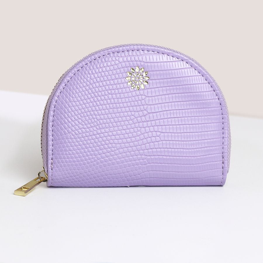 Lilac faux leather Half Moon Coin Purse