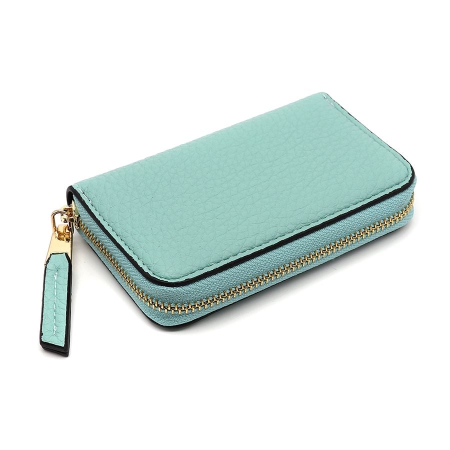 Aqua faux leather coin purse