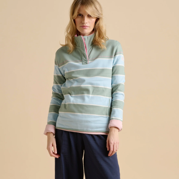 Engineered Stripe Quarter Zip Sweatshirt- Size 8, 12, 14, 20