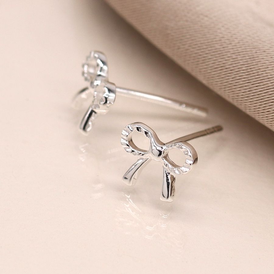 Sterling silver little bow earrings