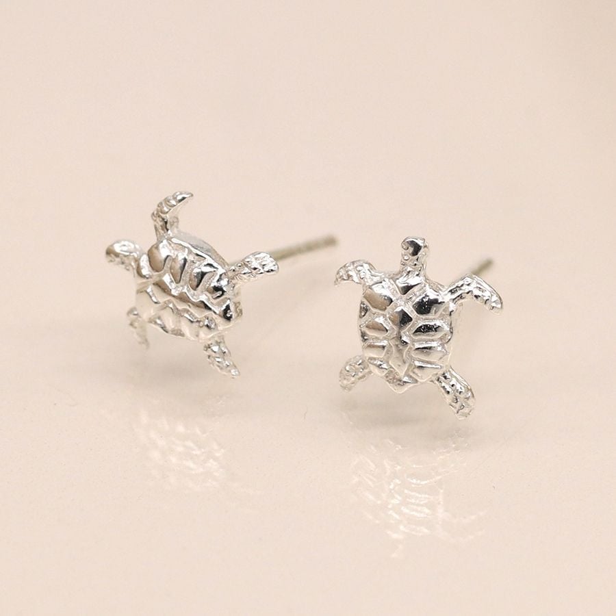 Sterling silver mini turtle earrings