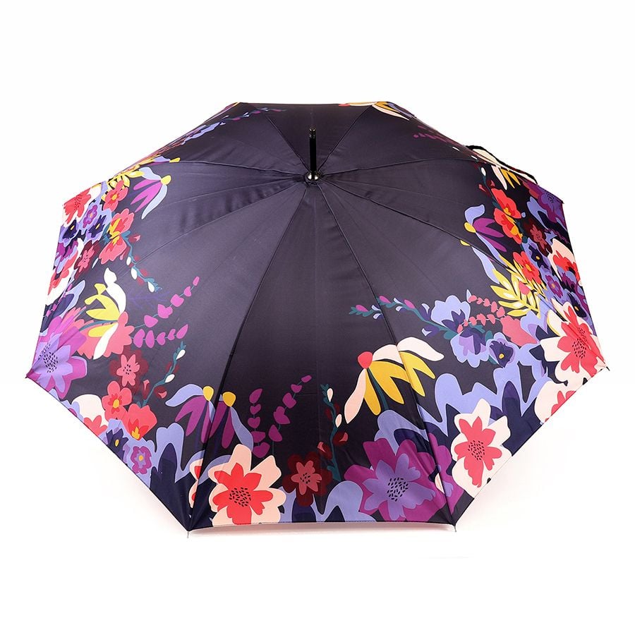 Recycled navy and floral print edge umbrella