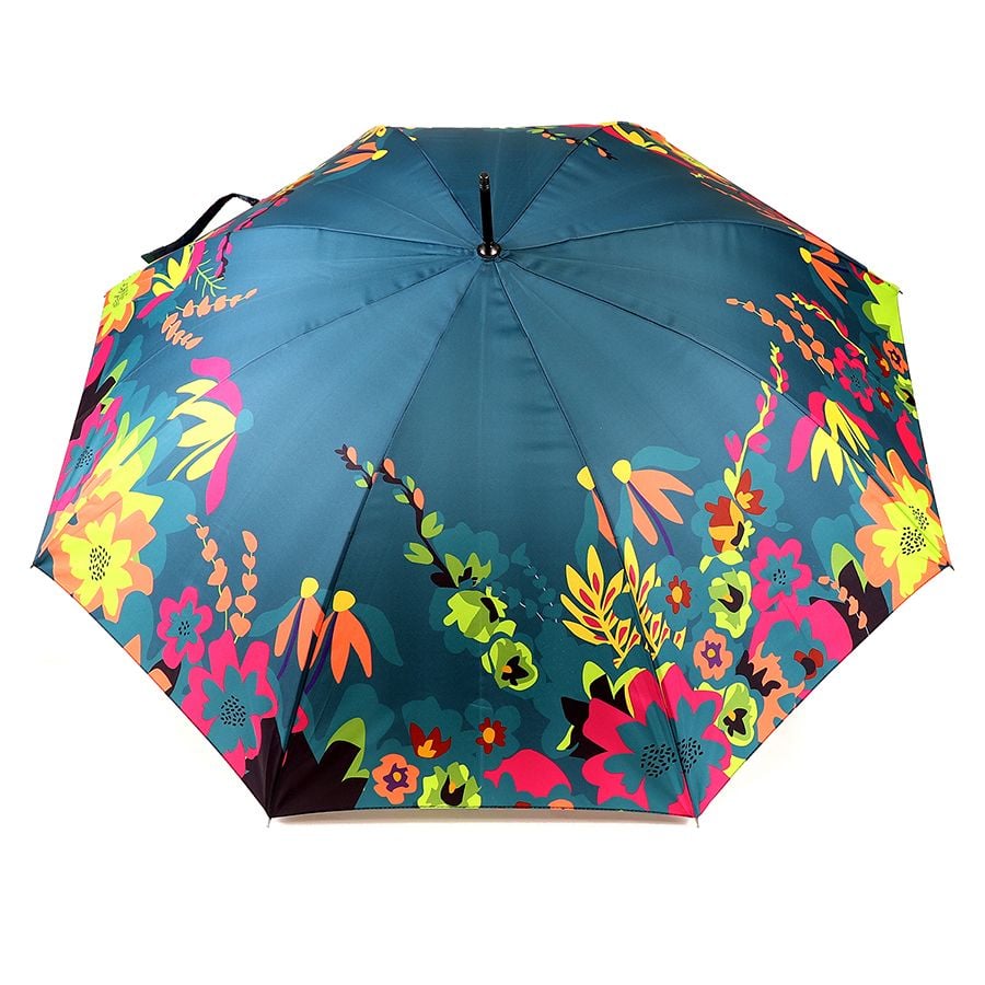 Recycled teal and floral print edge umbrella