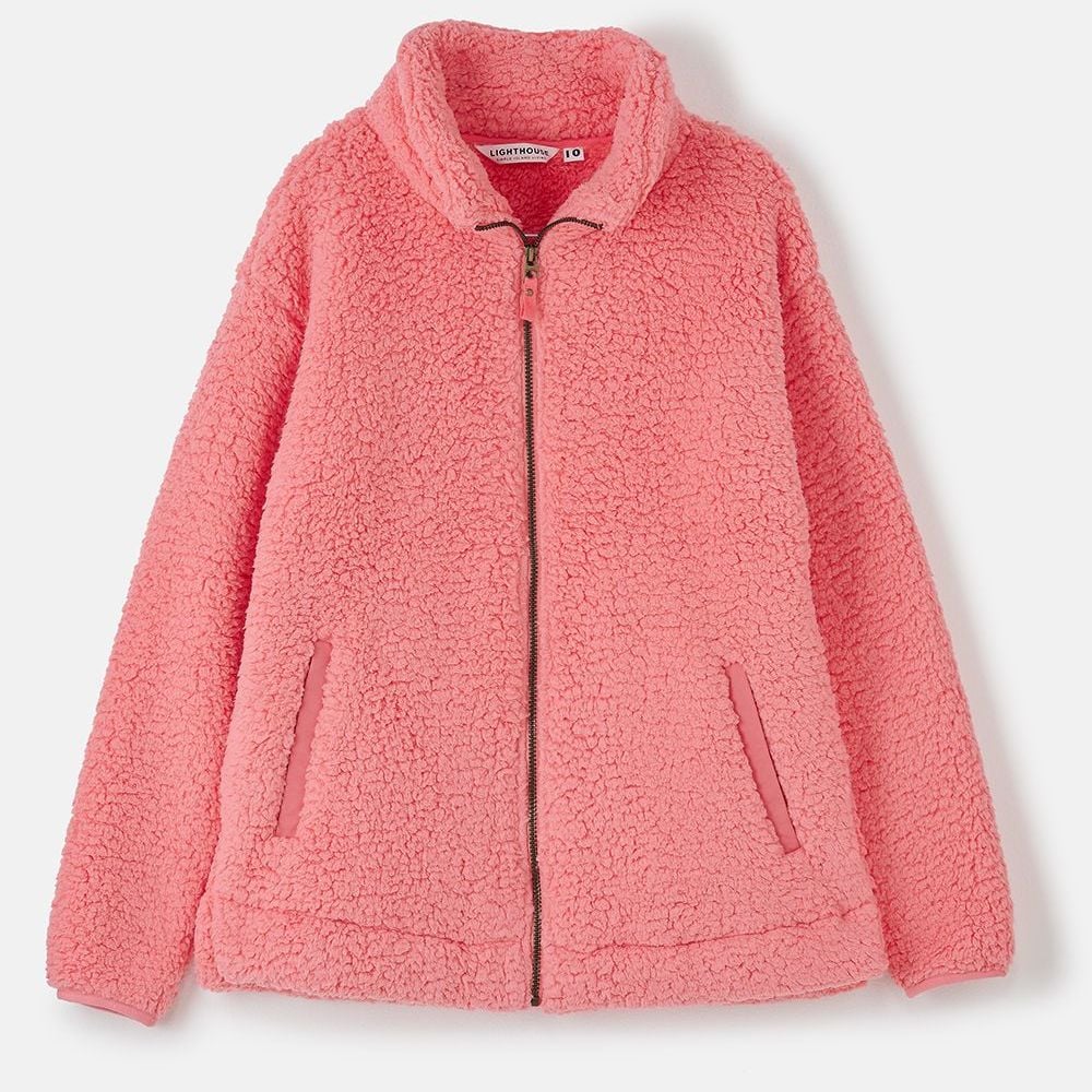 Seashell Full Zip Sherpa Fleece - Sugar Coral- Size 8, 10, 12, 14, 16, 18, 20