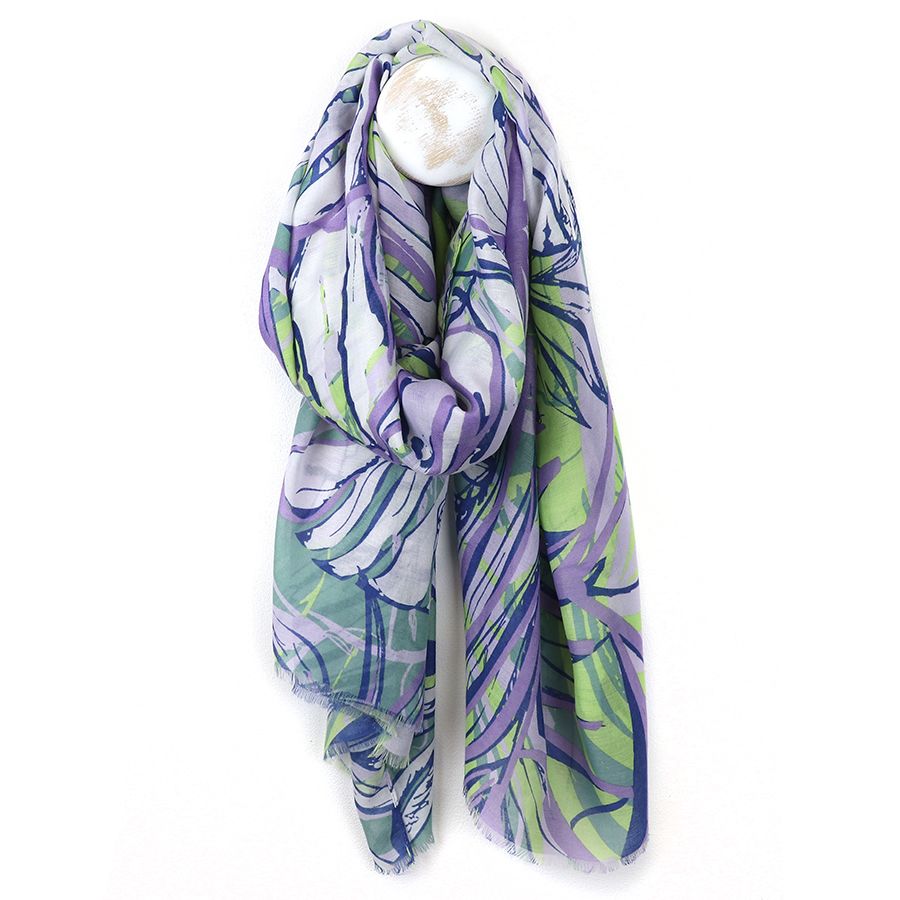 Blue mix tropical print scarf