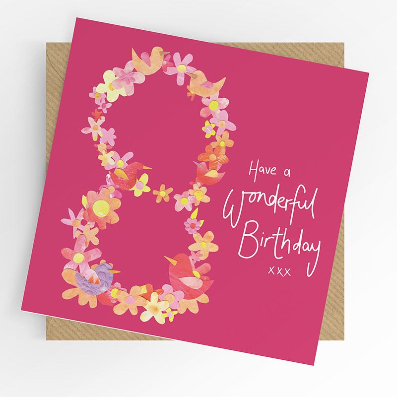 8th Birthday Girl Card