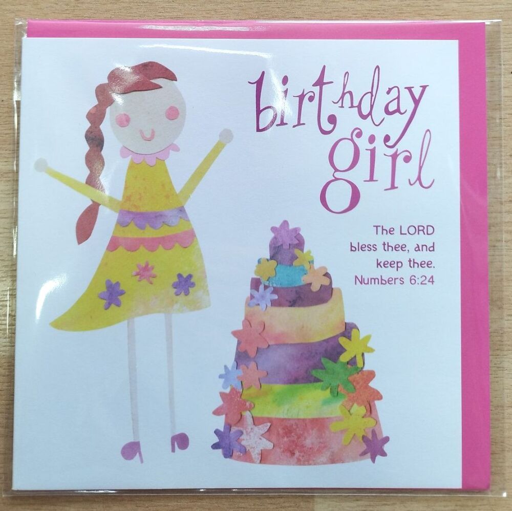 Birthday Girl Card- "The Lord bless thee and keep thee" Numbers 6v24