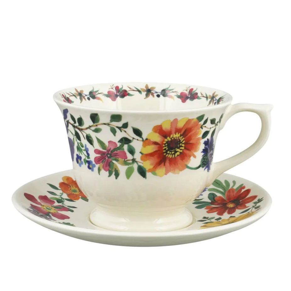 Garden Flowers Large Teacup & Saucer