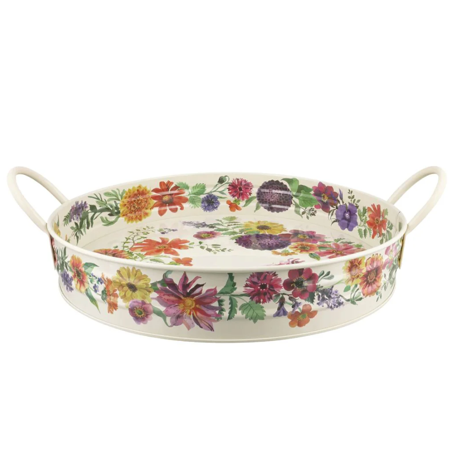 Garden Flowers Large Handled Tin Tray