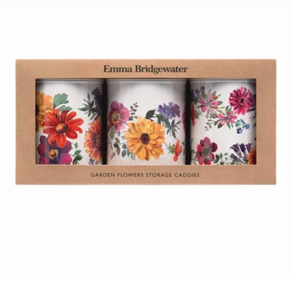 Garden Flowers Set of 3 Round Caddies