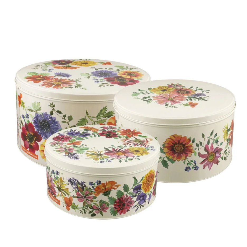 Garden Flowers Set Of 3 Round Cake Tins