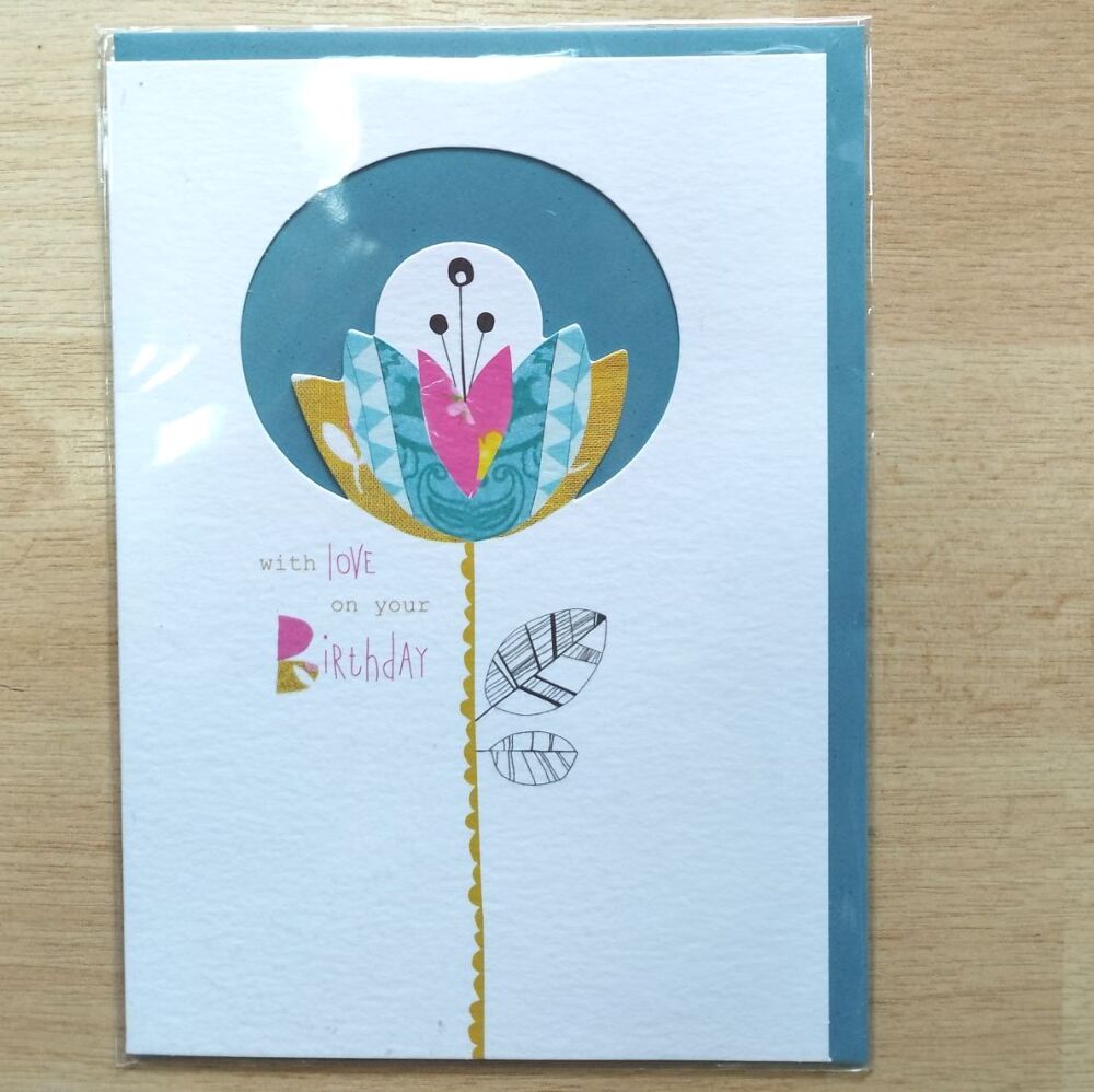 Birthday Card- Flower (Blue)**