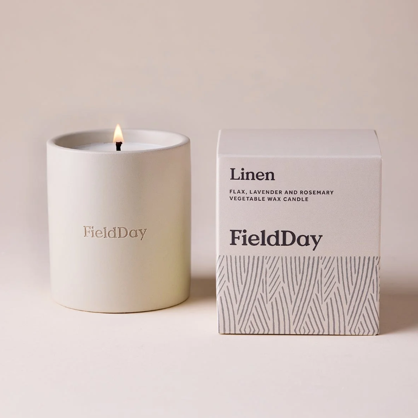 Classic Linen Stoneware Candle