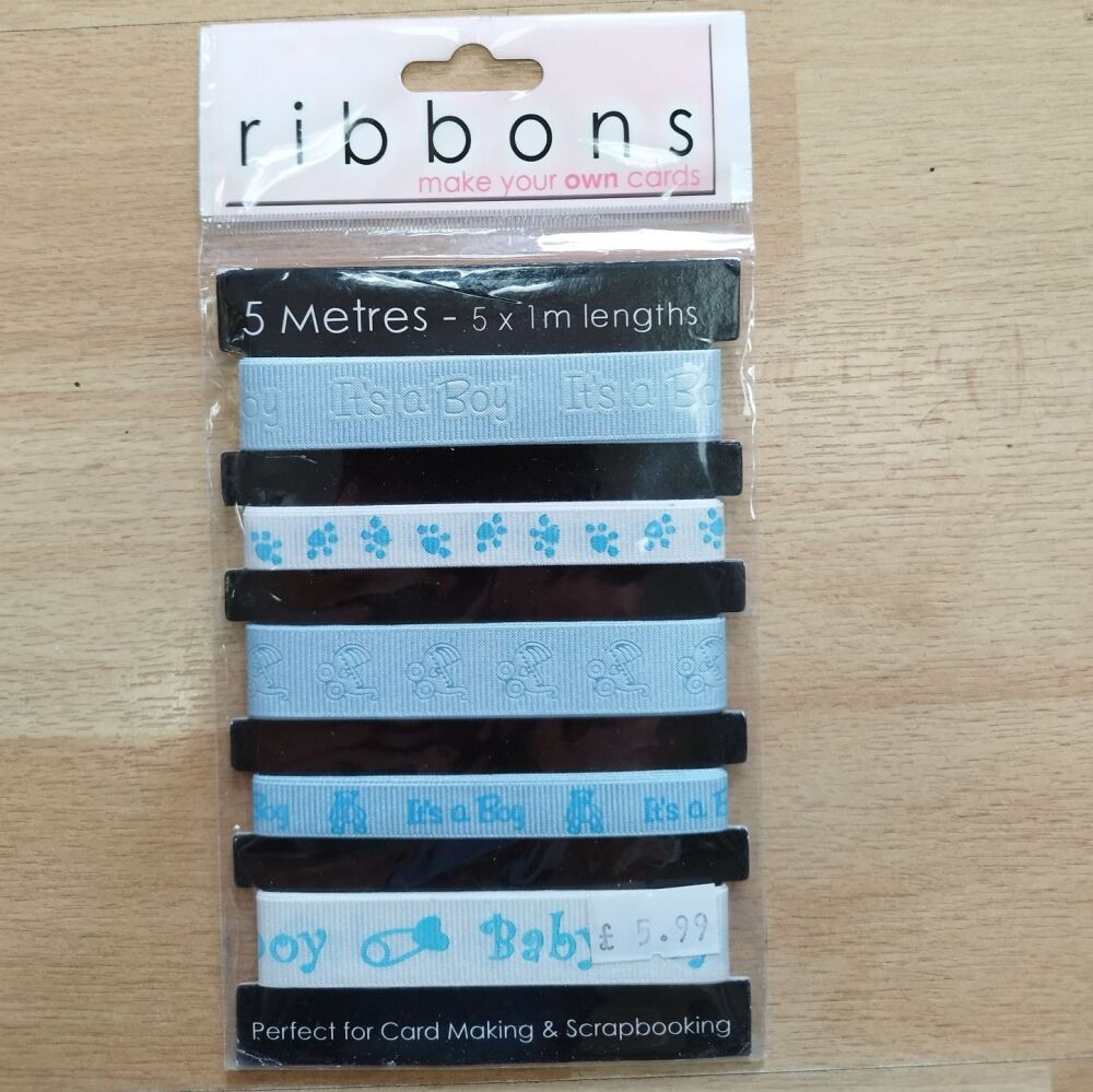 Baby Boy Ribbons- 5x 1m