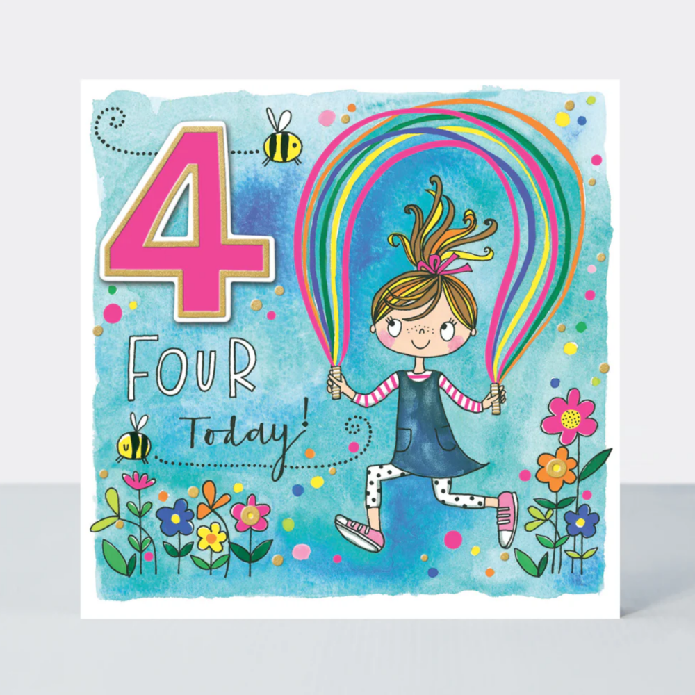 4th Birthday Girl Card