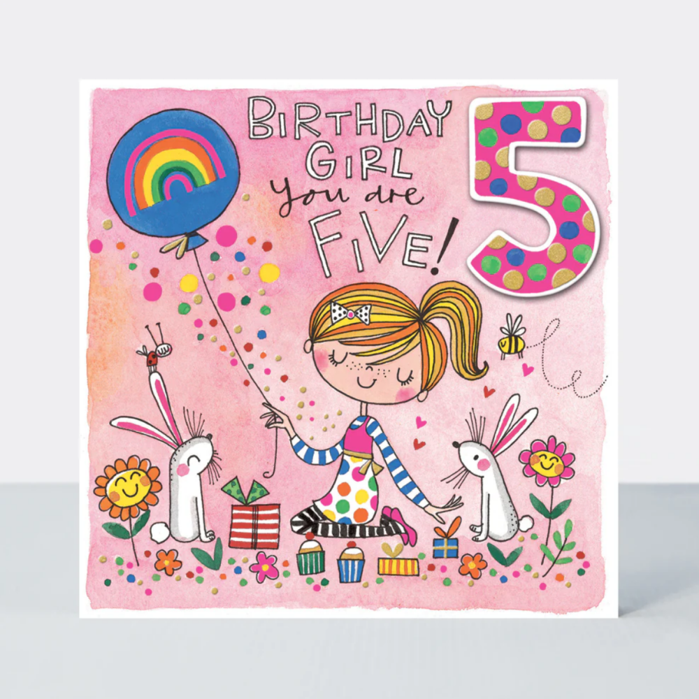 5th Birthday Girl Card