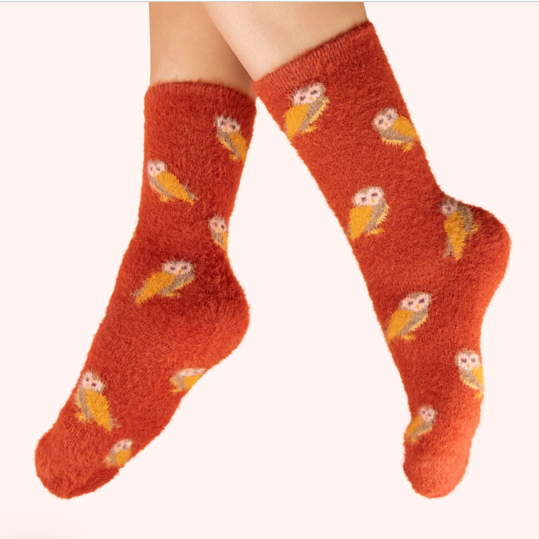 Mini Owls Fuzzy Socks