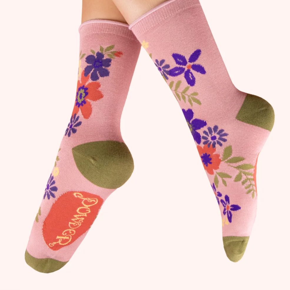 Floral Spray Ankle Socks- Candy