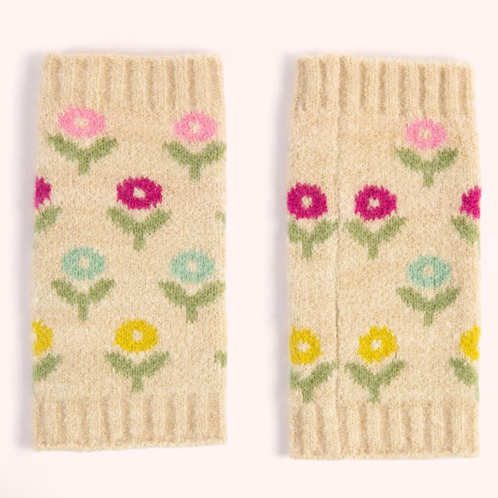 Willow Ditsy Flower Wrist Warmers- Cream
