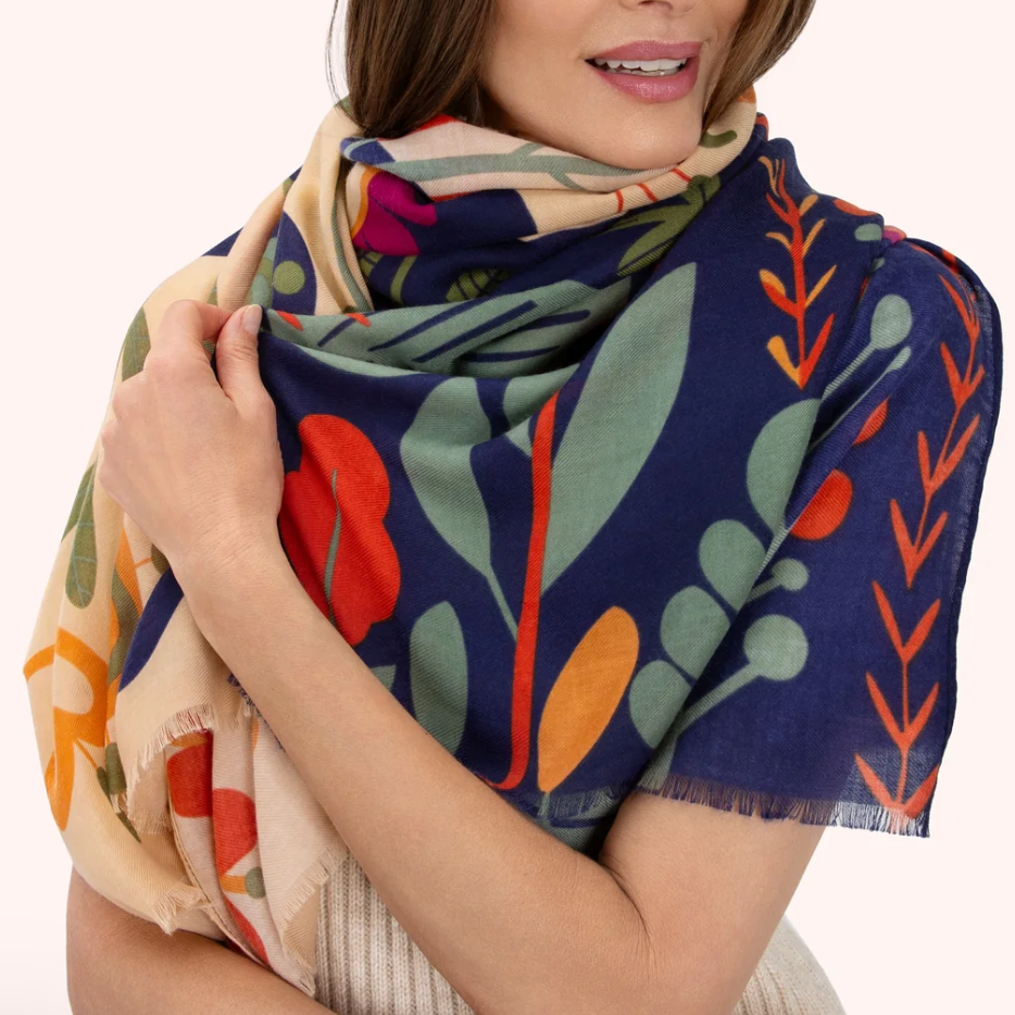 Print Scarf- Scandi Two-Tone Floral