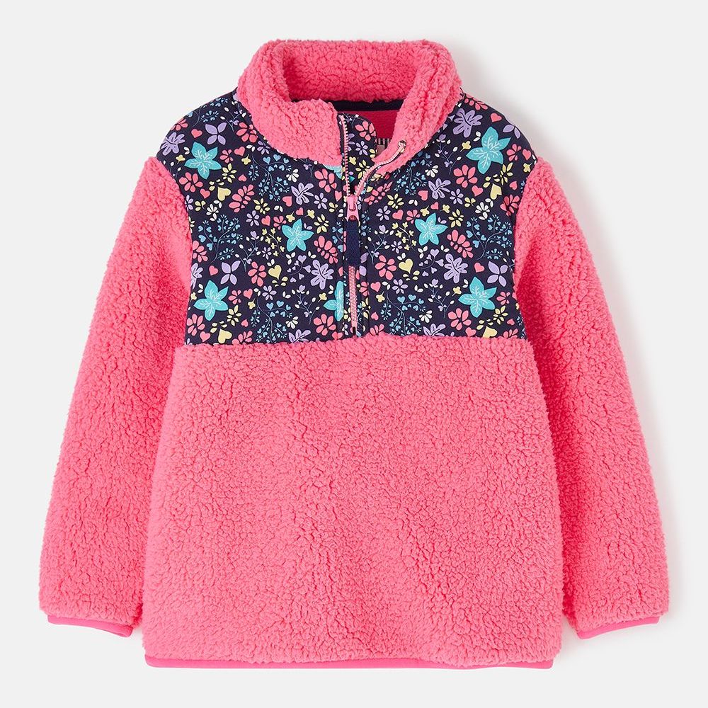 Cassie Pink Fleece with floral print- Age 1-2, 2-3, 3-4, 4-5, 5-6, 6-7, 7-8