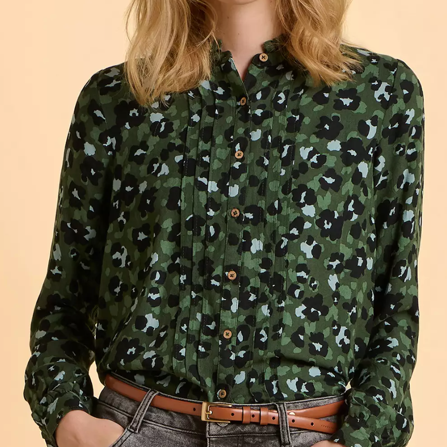 Mylla Blouse- Green Leopard Print- 10