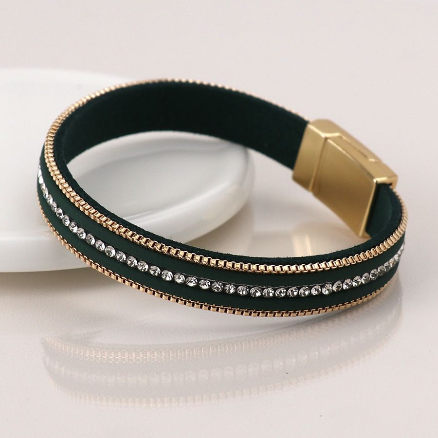 Deep green and golden magnetic bracelet