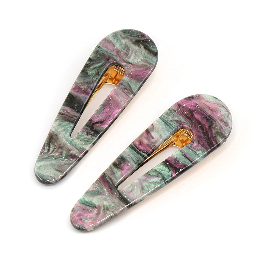 Pink and teal acrylic hair slide set