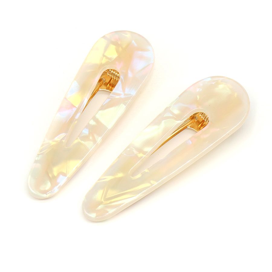 Cream pearlescent acrylic hair slide set