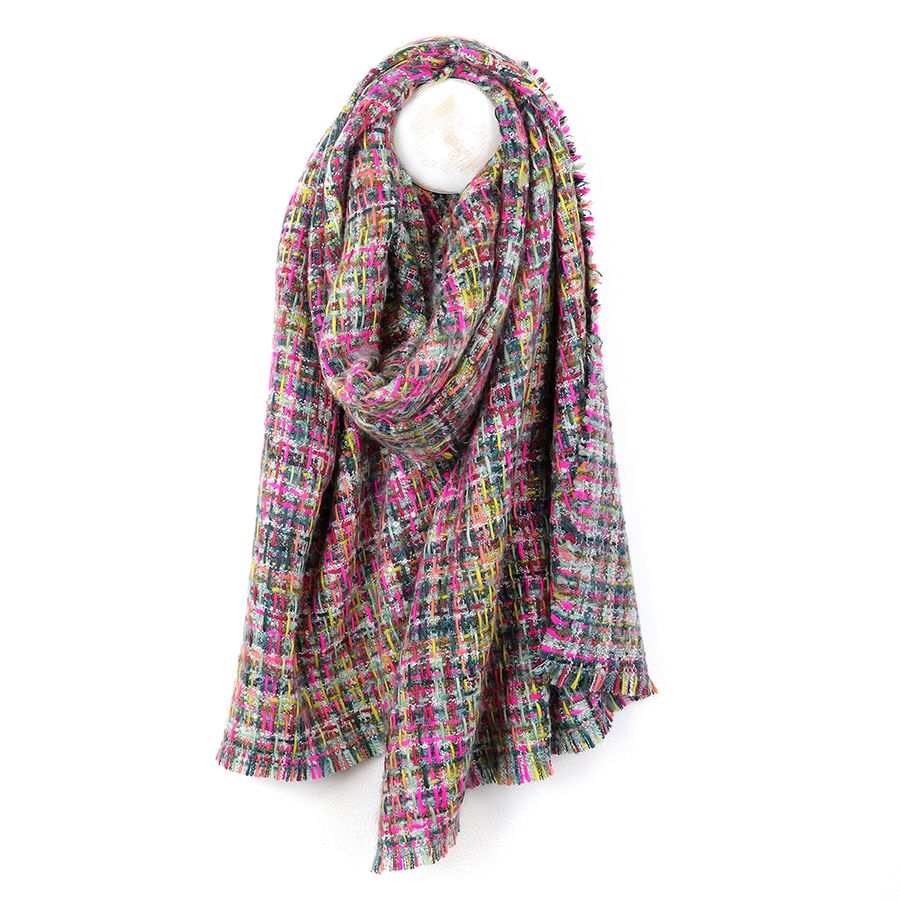 Multi-coloured mix woven texture scarf