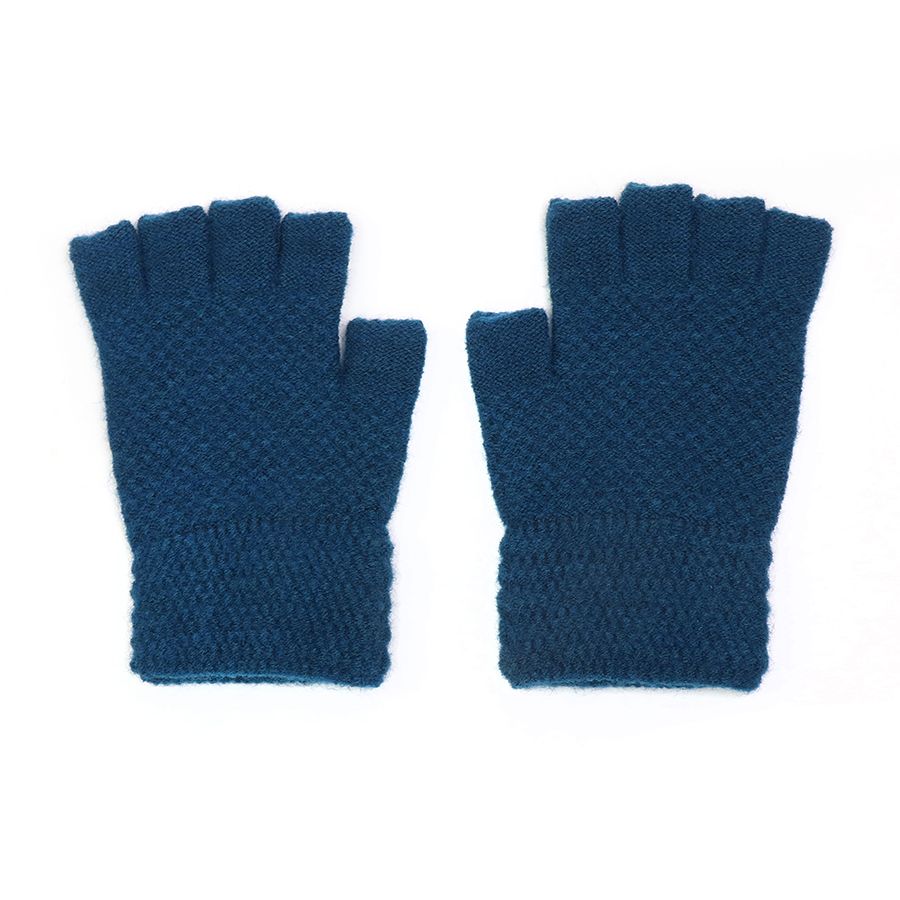 Teal fingerless gloves