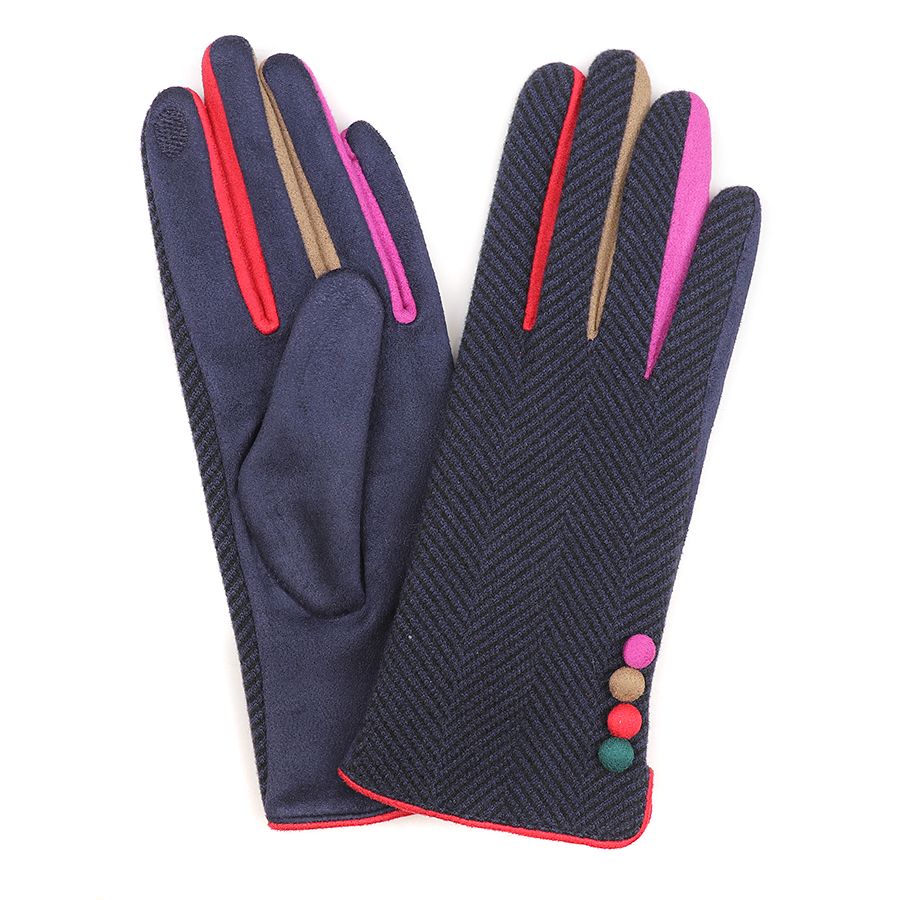 Navy mix herringbone gloves