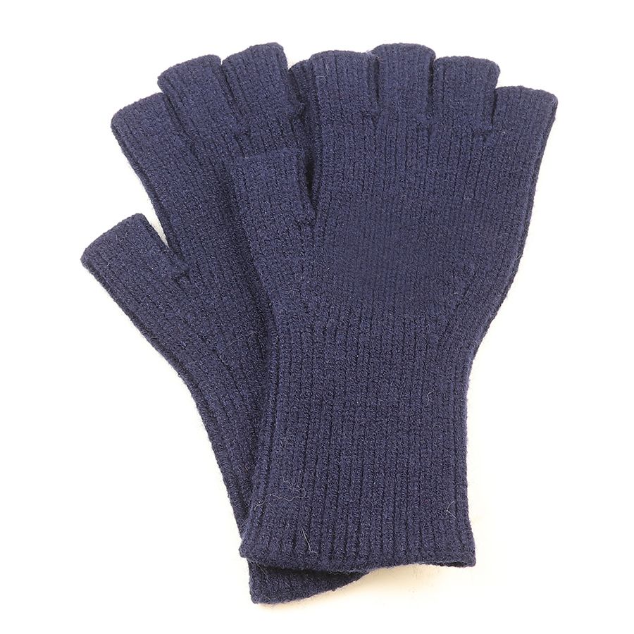 Navy recycled blend fingerless gloves