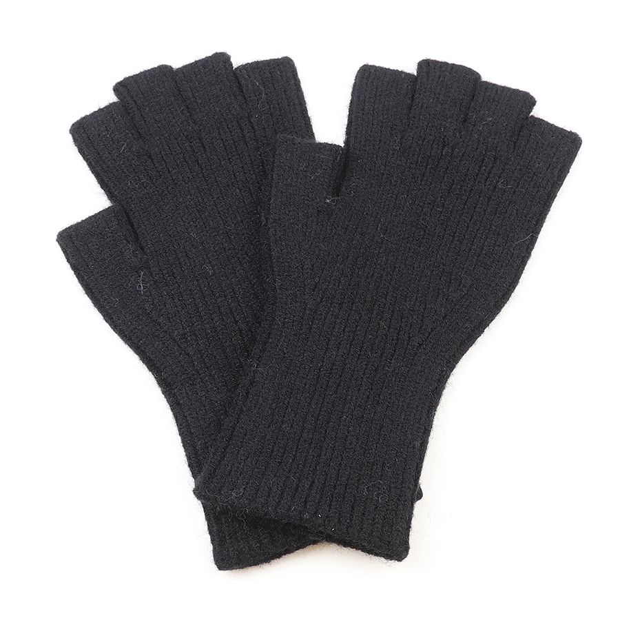 Black recycled blend fingerless gloves