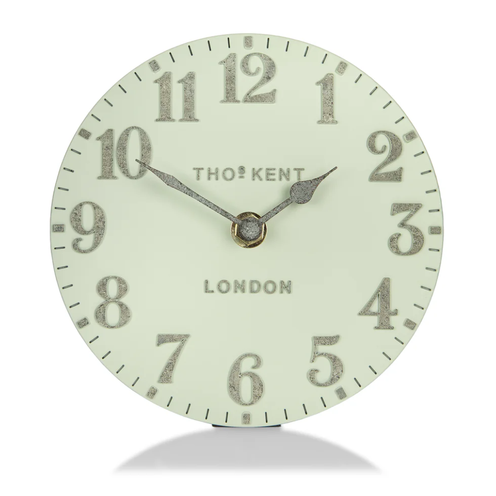 6" Arabic Mantel Clock Pearl Green