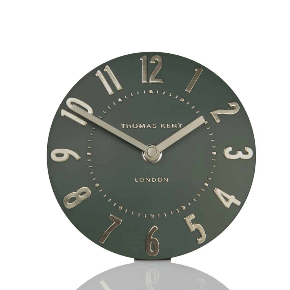 6" Arabic Mantel Clock- Olive Green