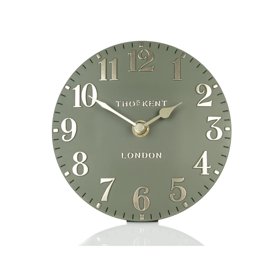 6" Arabic Mantel Clock- Lichen Green