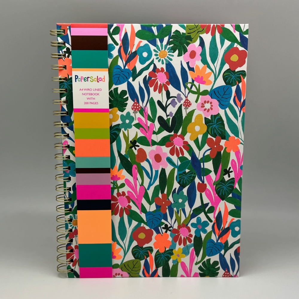 Bright, Floral A4 Wired Lined Notebook